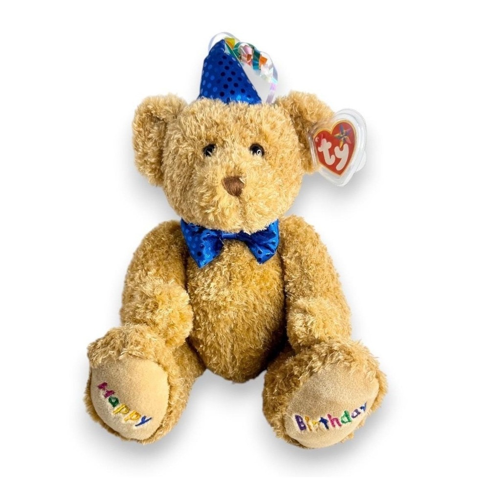 Happy Birthday Bear | Blue Birthday Cheer 🎉 | Mint Heart Tag TY Beanie Buddy